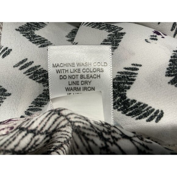 Roz And Ali Tunic Size Large Side Slits Pockets On Front White Black Pinks Flown - Picture 9 of 10